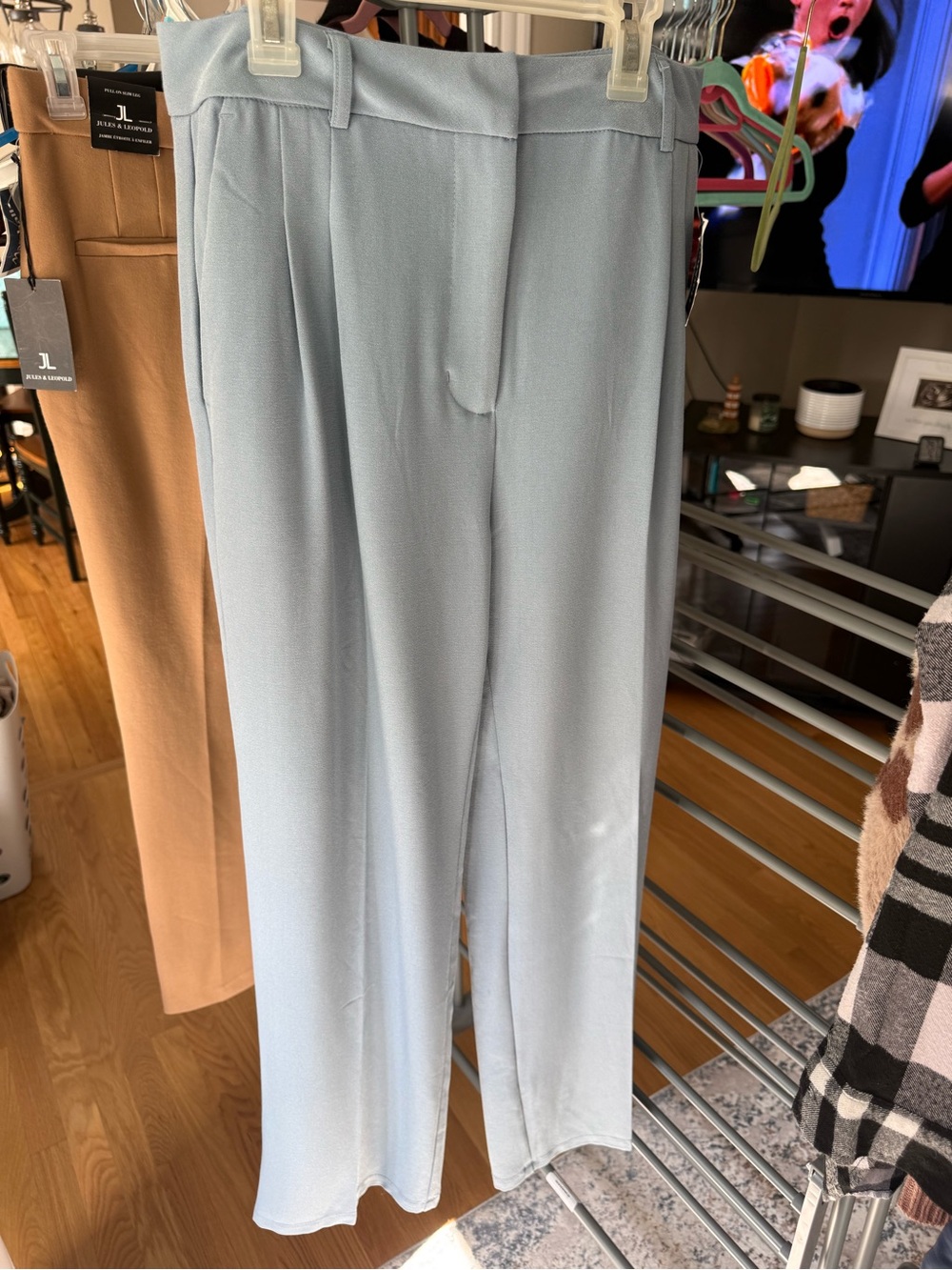 NWT Shinestar Light Blue High Rise Pleated Dress Pants Wide Leg Trousers